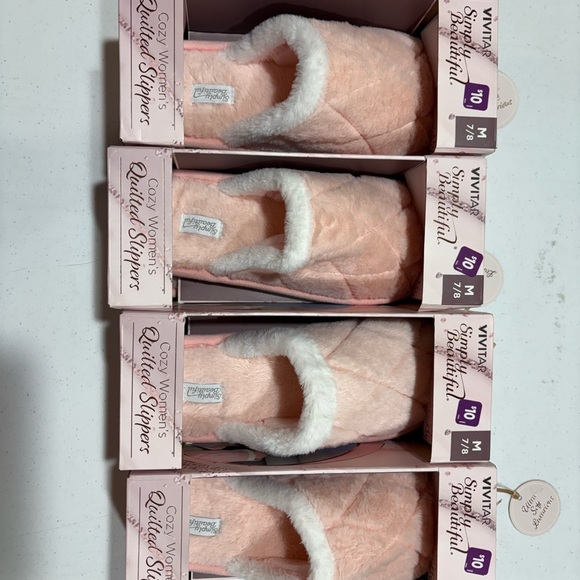 Cozy Quilted Slippers - Pink and White - Picture 1 of 3